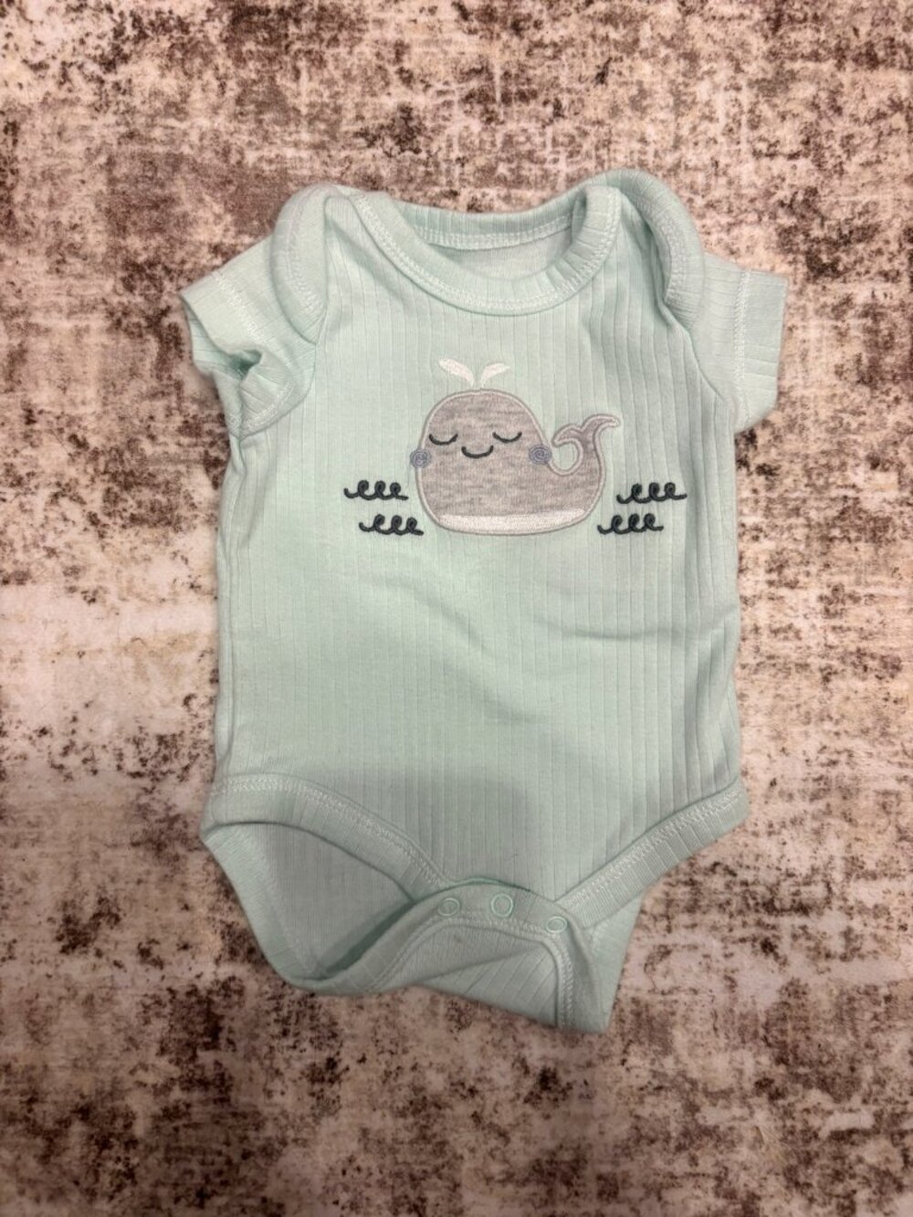 Sterling Baby Light Mint Green Whale Graphic Ribbed Bodysuit (Newborn)